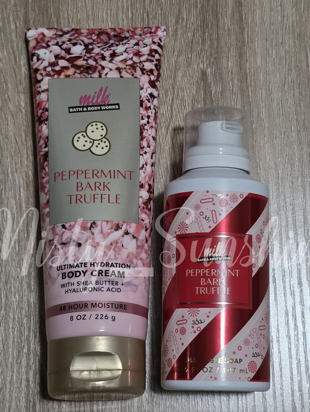 Bath Body Works Peppermint Bark Truffle Shapeable Soap & Body Cream Set NEW RARE